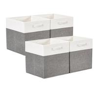 SOCOHOME Fabric Cube Storage Boxes,30x30x30cm Foldable Storage Basket for Organizing Clothes Shelf Nursery Closet(Grey/White, Set of 4)