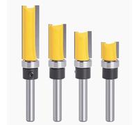 SOCOJE 4PCS Flush Trim Router Bits, 6.35mm Shank Router Bit Pattern Flush Trim Blade Bearing 1/2" Straight End Mill Slotting Milling Cutter for Woodworking