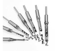 SOCOJE 7PCS Square Hole Drill Bits for Wood, Woodworking Square Hole Mortising Chisel Drill Set for Precise Woodworking 6.4/8/9.5/10/12.7/14/16mm