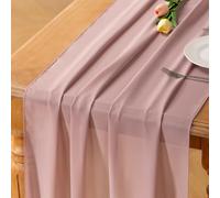 Socomi 10ft Dusty Rose Chiffon Table Runner 29x120 Inches Romantic Wedding Runner Sheer Bridal Party Decorations