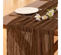Socomi 3pcs Brown Coffee Summer Cheesecloth Table Runner Boho Rustic Gauze 120 inch 10FT Cheese Cloth Runner for Wedding Party Baby Shower Birthday Home Decor Holiday Decorations