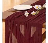 Socomi 3pcs Burgundy Red Valentine's Day Cheesecloth Table Runner Boho Rustic Gauze 120 inch 10FT Cheese Cloth Runner for Wedding Party Baby Shower Birthday Home Decor Holiday Decorations