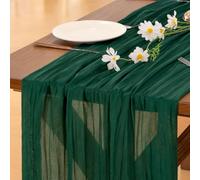 Socomi 3pcs Emerald Green Cheesecloth Table Runner Valentine's Day Boho Rustic Gauze 120 inch 10FT Cheese Cloth Runner for Wedding Party Baby Shower Birthday Home Decor Holiday Decorations