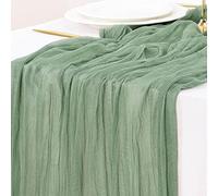 Socomi 4pcs Sage Green Table Runner Spring Easter Cheesecloth Table Runner 170 inch Cheese Cloth 14FT Boho Rustic Gauze for Wedding Party Baby Shower Decor