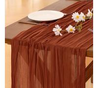 Socomi Fall Thanksgiving Table Runner Terracotta Cheesecloth Gauze Burnt Orange Boho Rustic Farmhouse 120 inch 10FT Cheese Cloth Runner for Wedding Party Baby Shower Home Decor Holiday Decorations