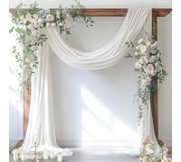 Socomi Ivory White Wedding Arch Draping Fabric 29" x 20Ft 1 Panel Sheer Outdoor Curtain Drapes Extra Long for Bridal Baby Shower Ceremony Birthday Party Decor
