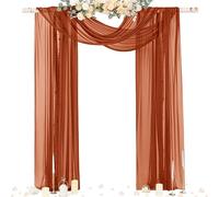 Socomi Terracotta Sheer Wedding Decor Fall Draping Fabric 29" x 20Ft 4 Panels Arch Outdoor Curtain Drapes Extra Long for Bridal Baby Shower Birthday Party Decor