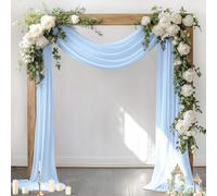 Socomi Wedding Arch Draping Fabric 2 Panels 29" x 19Ft Baby Blue Sheer Chiffon Curtain Drapes 6 Yards for Wedding Ceremony Birthday Party Decoration