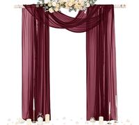 Socomi Wedding Arch Draping Fabric 29" x 20Ft 1 Panel Burgundy Sheer Outdoor Curtain Drapes Extra Long for Wedding Ceremony Birthday Party Decoration