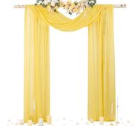 Socomi Yellow Sheer Wedding Arch Draping Fabric 29" x 20Ft 1 Panel Outdoor Curtain Drapes Extra Long for Bridal Baby Shower Ceremony Birthday Party Decor
