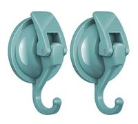 SOCONT Heavy Duty Vacuum Suction Cup Hooks, Lake Blue Plated Polished Super Suction for Kitchen Bathroom, 2 Pack