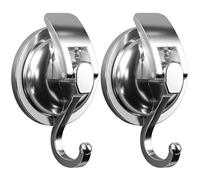 SOCONT Heavy Duty Vacuum Suction Cup Hooks, Silver Plated Polished Super Suction for Kitchen Bathroom, 2 Pack