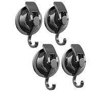 SOCONT Suction Cup Hooks for Shower, Heavy Duty Vacuum Hooks for Inside, Gun Silver-Plated Plished Super Suction for Kitchen Bathroom Restroom, 4 Pack