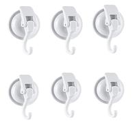 SOCONT Suction Cup Hooks for Shower, Heavy Duty Vacuum Hooks, White-Plated Polished Super Suction for Kitchen Bathroom Restroom, 6 Pack