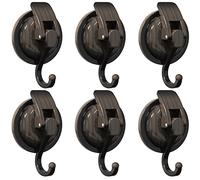 SOCONT Suction Cup Hooks for Shower, Heavy Duty Vacuum Shower Hooks for Inside Shower, Red Bronze-Plated Plished Super Suction for Kitchen Bathroom Restroom, 6 Pack