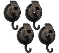 SOCONT Suction Cup Hooks for Shower, Heavy Duty Vacuum Shower Hooks for Inside Shower, Red Bronze-Plated Plished Super Suction for Kitchen Bathroom Restroom, 4 Pack