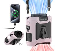 Socool 10000mAh Portable Waist Fan Clip on Wearable Belt Personal Fan Rechargeable Battery operated With 5 Speeds & Flashlight Neck Fan Hands-Free 40H Cooling For Outdoor Camping Travel