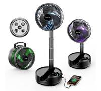 Socool 20000mAh Portable Fan Foldable Wireless Battery Rechargeable with 8-Speed & 112H, 90° Osciliating Floor Standing Fan Remote, Desk Fan with 8H Timer & LED Light for Home Kitchen Travel Camping