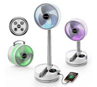 Socool 20000mAh Portable Fan Foldable Wireless Battery Rechargeable with 8-Speed & 112H, 90° Osciliating Floor Standing Fan Remote, Desk Fan with 8H Timer & LED Light for Home Kitchen Travel Camping