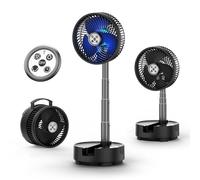 Socool 8 inch Portable Fan-Battery Operated Fan, Oscillating Rechargeable Fan with 20000mAh, Remote Control LED Lights, 112Hrs Works, Portable Foldable Fan for Camping travel Outdoor