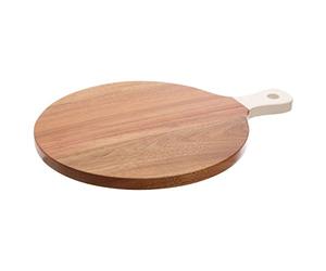 Socorro Chopping Board, Acacia Wood/Round Paddle, Cream Handle