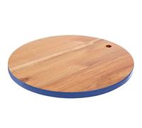 Socorro Round Chopping Board, Acacia Wood, Blue Edge