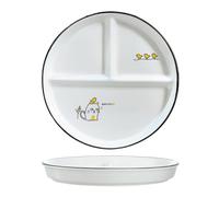 SOCOSY Ceramic 3-Compartment Portion Control Plate Divided Dish Platters, Divided Dessert Plate Salad Plate Dinner Plate Snack Dishes, Appetizer Serving Trays, 1 PCS-Birds Cat-8 Inch