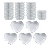 SOCOSY Heart-shaped Multipurpose Ceramic Sauce Dish Seasoning Dishes Sushi Dipping Bowl Appetizer Plates Serving Dish Saucers Bowl(40 PCS)