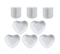 SOCOSY Heart-shaped Multipurpose Ceramic Sauce Dish Seasoning Dishes Sushi Dipping Bowl Appetizer Plates Serving Dish Saucers Bowl(Set of 20)