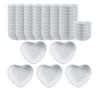 SOCOSY Heart-shaped Multipurpose Ceramic Sauce Dishes Seasoning Dishes Sushi Dipping Bowls Appetizer Plates Serving Dishes Saucers Bowls(Set of 80)