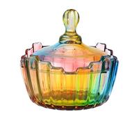 SOCOSY Royal Rainbow Candy Shape Clear Glass Apothecary Jar with Lid (10oz/27oz) - Wedding Candy Buffet Jars