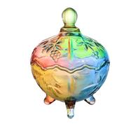 SOCOSY Royal Rainbow Embossed Crystal Footed Apothecary Jar Candy Jar with Lid,Clear Glass Wedding Candy Buffet Jar Food Jar (7oz/22oz)