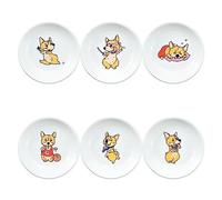 SOCOSY Super Cute Cartoon Animal Pattern Ceramic Sauce/Seasoning/Sushi Soy Dipping Bowl/Appetizer Plates/Serving Dish for Kitchen Home (Set of 6) - Corgi