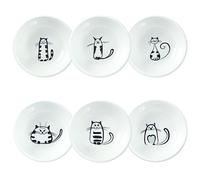 SOCOSY Super Cute Cat Ceramic Sauce Dish/Seasoning Bowl/Sushi Soy Dipping Bowl/Appetizer Plates/Serving Dish for Kitchen Home (Set of 6)