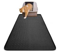 Socpuro Silicone Cat Litter Mat, 51''x25'' Extra Large Cat Litter Trapping Mat, Soft on Kitty Paws, Easy to Clean, Waterproof Kitty Litter Pads(Black)