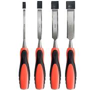 Socpuro Wood Chisel Tool Set 4 Pcs Sturdy CR-V Steel Chisels 1/4", 1/2", 3/4", 1" Wood Chisels with Hardened Strike Cap for Woodworking Carving