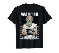 Socrates Corrupting Youth Funny Philosophy Police Mugshot Value Graphic T-Shirt, Men, Black, S