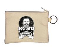 Socrates is My Homeboy Greek Philosopher Athens Key Chain Coin Purse Beige