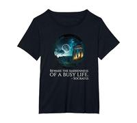 Socrates Philosophy - Beware The Barrenness of A Busy Life T-Shirt, Women's Plus, Black, 2X