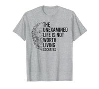 Socrates Quote The Unexamined Life Stoic Philosophy T-Shirt, Men, Heather Grey, 6X-Large