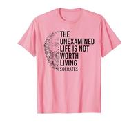 Socrates Quote The Unexamined Life Stoic Philosophy T-Shirt, Men, Pink, Small