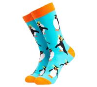 Soctopus 1 Pack Mens & Ladies Bird Pattern Crew Cotton Socks - Rock Hopper (Aqua) - 4-8 UK