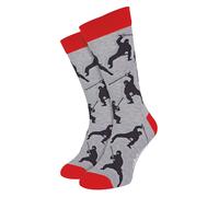 Soctopus 1 Pack Mens & Ladies Sports Themed Crew Cotton Socks - Ninja Moves (Grey) - 9-12 UK