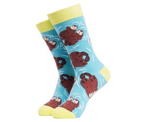 Soctopus 1 pair Unisex Animal Design Novelty Socks Cute Funny Animal Print Cotton Crew Socks (4-8, Till Death Do Us Part (Aqua))
