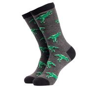 Soctopus 1 pair Unisex Animal Design Novelty Socks Cute Funny Animal Print Cotton Crew Socks (9-12, King of the Lizards (Grey))
