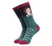 Soctopus Charlotte Bronte Novelty Socks Cotton Funny Design Dress Socks with Coloured Heel & Toe | Gift Socks (9-12, Bronte (Green))
