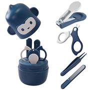 Socub Baby Nail Kit, Baby Nail Clipper, Scissor, Nail File, Tweezer, 4-in-1 Baby Grooming Kit Set for Newborn, Infant, Toddler, Blue