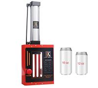 Soda Beer Crusher Recycling Tool, 12oz/16oz Pneumatic Can Crusher,Wall Mounted Soda Beer Smasher with Automatic Discharge after Crushed-Red