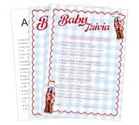 Soda Bottle Trivia Game Cards, 25 Pack with 1 Answer Key Card, 5 x 7 Inch Retro Red Soda Theme Party Activity Cards, Vintage Gingham Design, Fun Knowledge Quiz Game for Shower Celebration Supplies