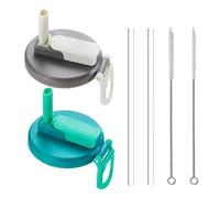 Soda Can Covers with Straws, 2×soda Can Lids with Cleaning Brush, Reusable Soda Can Covers for Drinks, Straws Soda Can Covers, Can Saver Lidspill-Proof, Drink Can Lids for Soda, Beer, Beverage, Juice